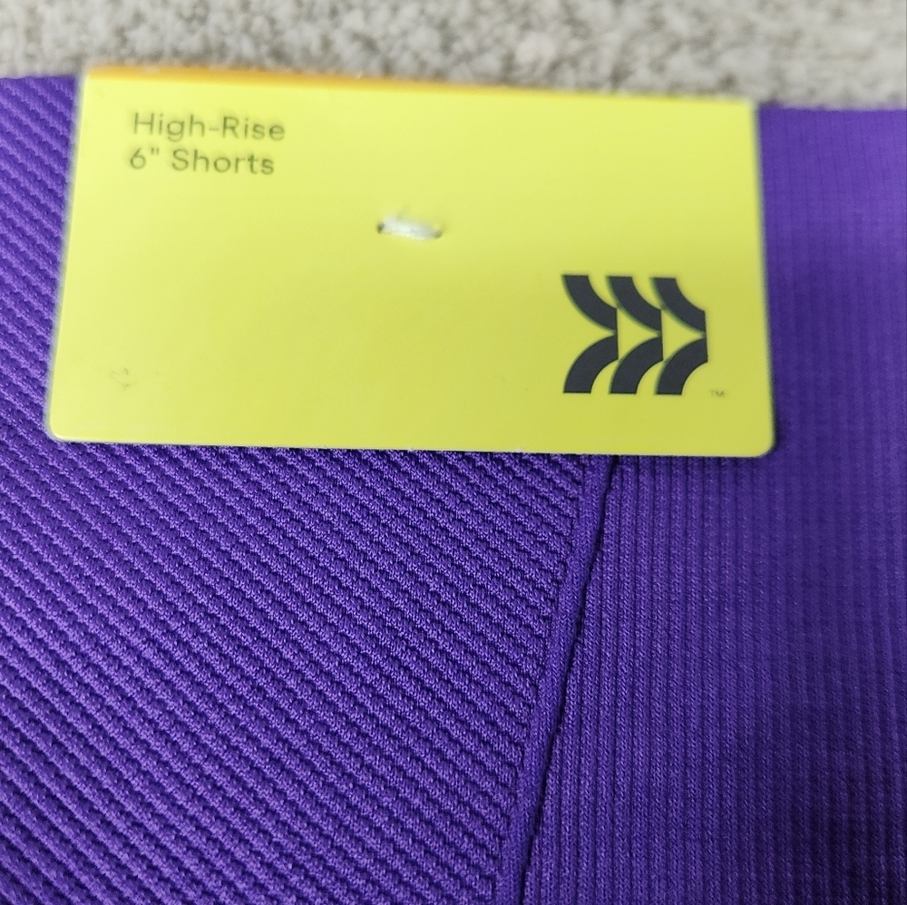 All in Motion Women's High Rise Seamless Rib Bike Shorts 6" Purple - Size S - Picture 9 of 14